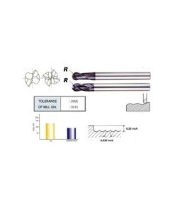 YG1-93125 - 1/8 x 1/8 x 5/16 x 2-3/8 - 2 Flute Long Length Ball Nose X-Power Carbide