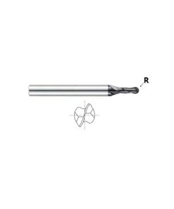 YG1-93513 - .047 x 1/8 x .118 x 1-1/2 - 2 Flute Miniature 30 Deg Helix Ball Nose X-Power Carbide