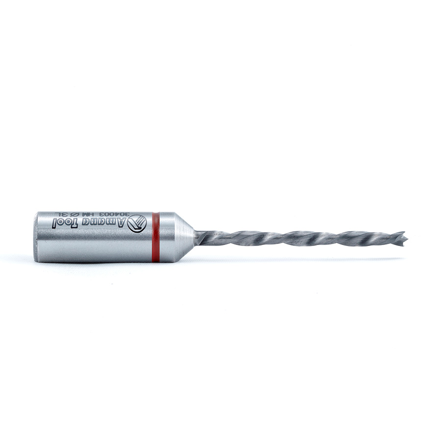304003 Solid Carbide Cutting Edge Brad Point Boring Bit L/H 3mm Dia x 70mm Long x 10mm Shank