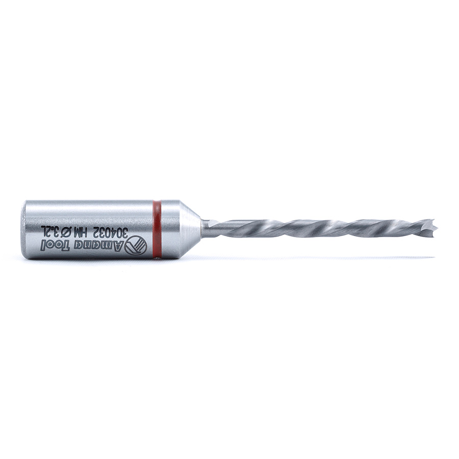 304032 Solid Carbide Cutting Edge Brad Point Boring Bit L/H 3.2mm Dia x 70mm Long x 10mm Shank