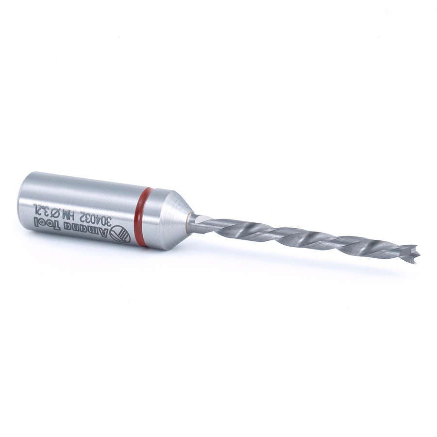304032 Solid Carbide Cutting Edge Brad Point Boring Bit L/H 3.2mm Dia x 70mm Long x 10mm Shank