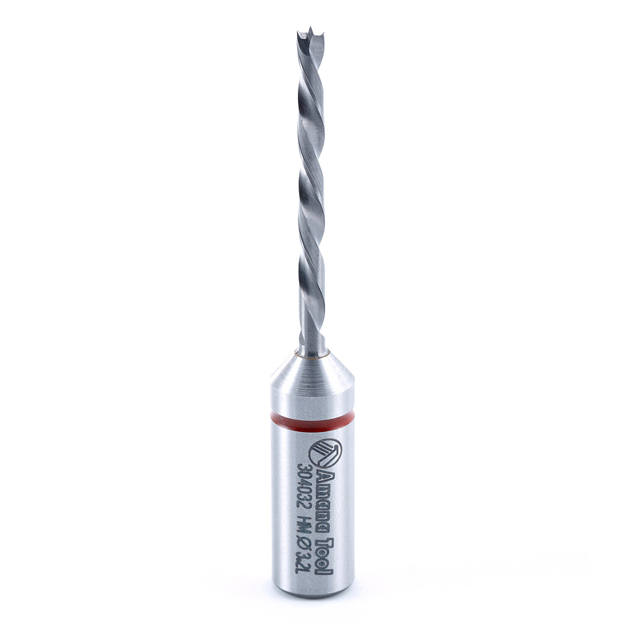 304032 Solid Carbide Cutting Edge Brad Point Boring Bit L/H 3.2mm Dia x 70mm Long x 10mm Shank