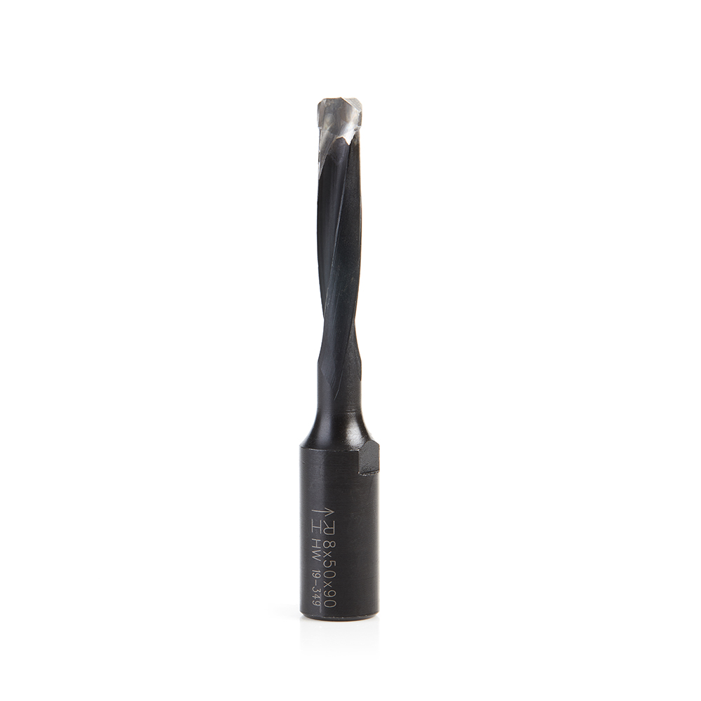 316028 Carbide Tipped 2 Flute RH Rotation Bit for Festool® Domino® Joiner, 8mm Dia x 50mm x 90mm Long