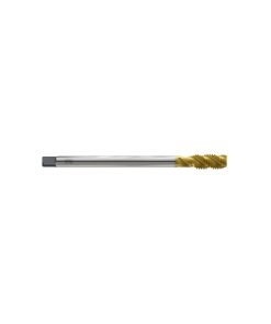 YG1-T8D02243 - #6-32UNC H3 - 2 Flute Spiral Fluted Bottom 6" Extention Tin Coated Tap