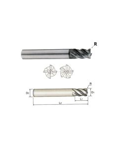 YG1-G90916 - 1/4 x 1/4 x 3/8 x 2-1/2 x 7/8 R.020 - 4 Flute Extended Reach Corner Radius Roughing X-Speed Carbide End Mill