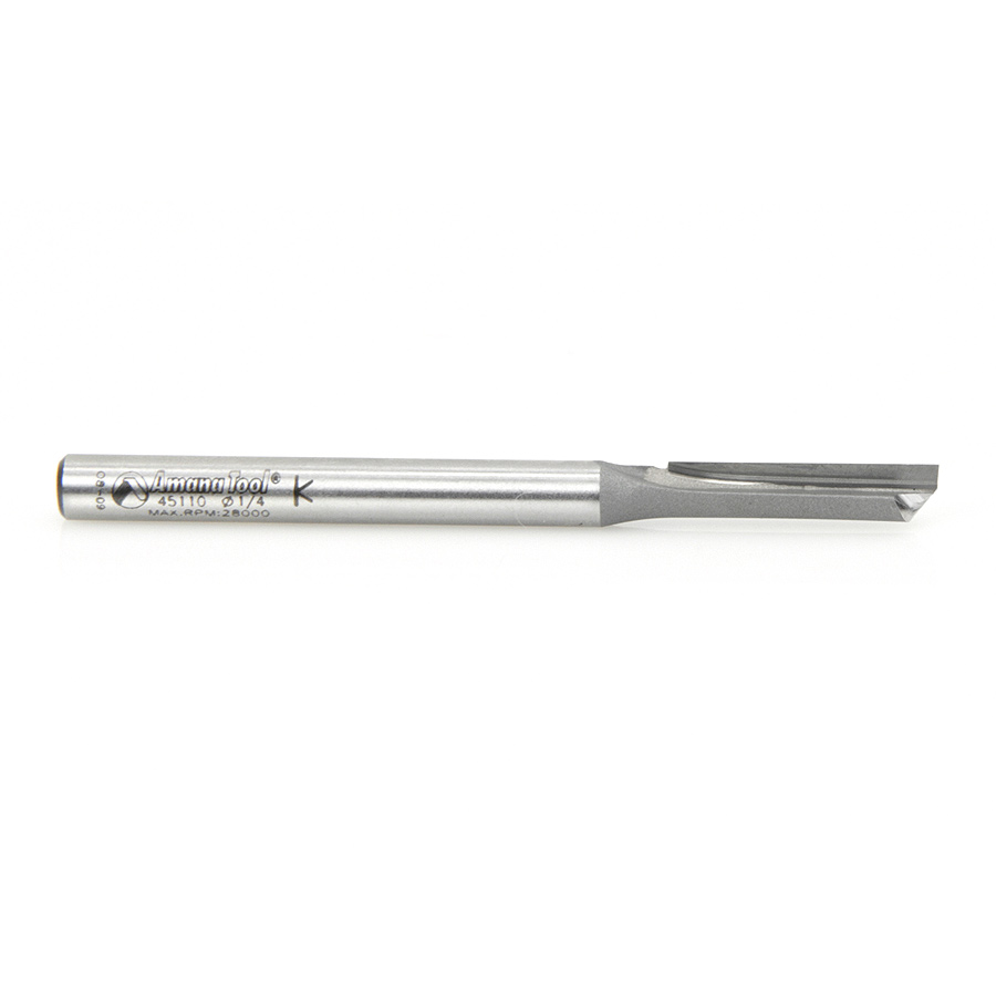 45110 Carbide Tipped Straight Plunge Single Flute High Production 1/4 Dia x 1 Inch x 1/4 Shank