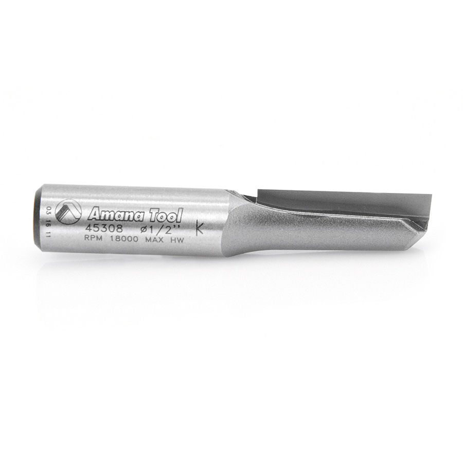 45308 Carbide Tipped Straight Plunge Single Flute High Production 1/2 Dia x 1-1/4 x 1/2 Inch Shank