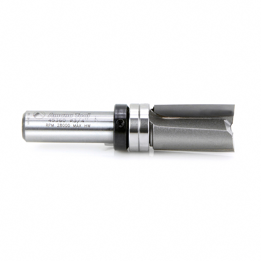 45360 Carbide Tipped Down Shear Face Plunge Template 3/4 Dia x 1-1/4 x 1/2 Inch Shank with Upper BB