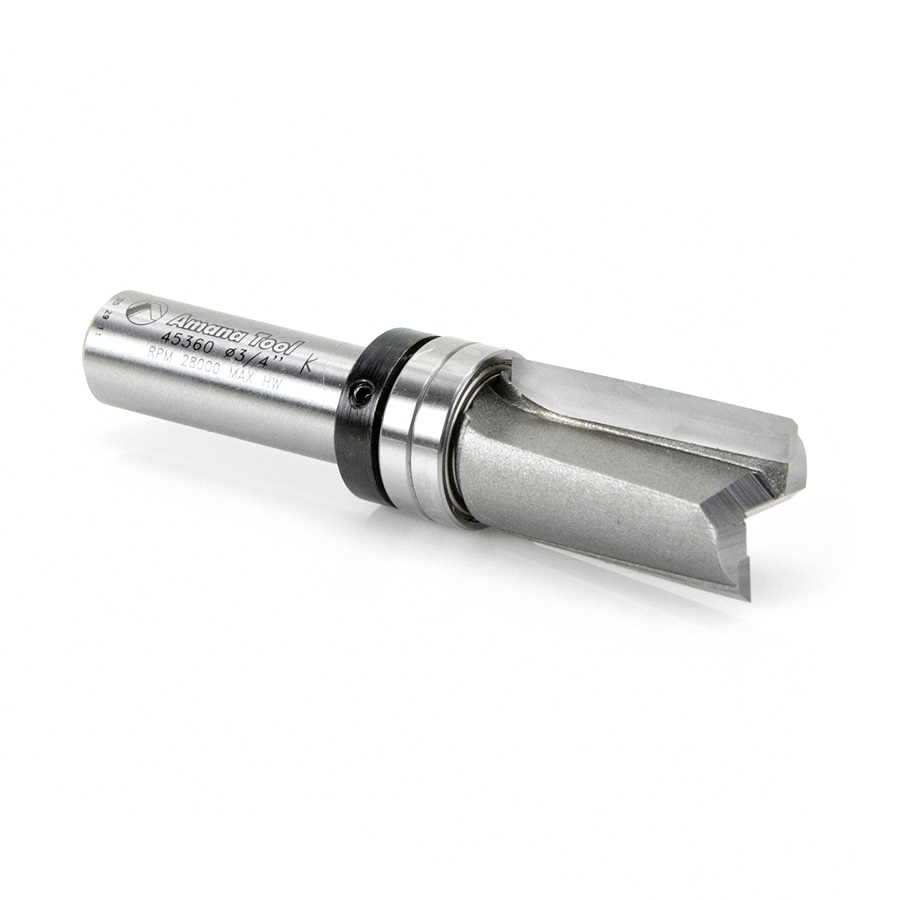 45360 Carbide Tipped Down Shear Face Plunge Template 3/4 Dia x 1-1/4 x 1/2 Inch Shank with Upper BB