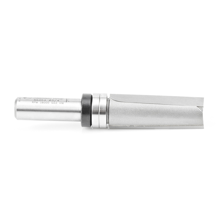 45364 Carbide Tipped Down Shear Face Plunge Template 3/4 Dia x 2 Inch x 1/2 Shank with Upper BB