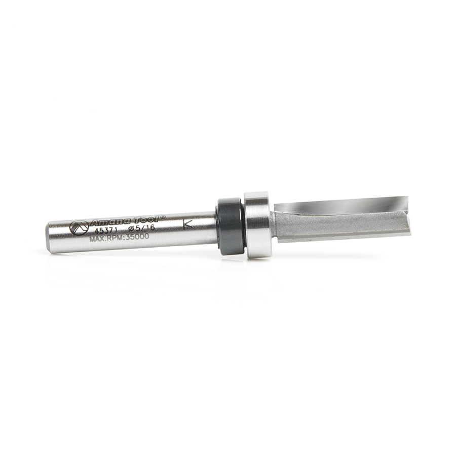 45371 Carbide Tipped Flush Trim Plunge Template 5/16 Dia x 1 x 1/4 Inch Shank with Oversized Upper Ball Bearing