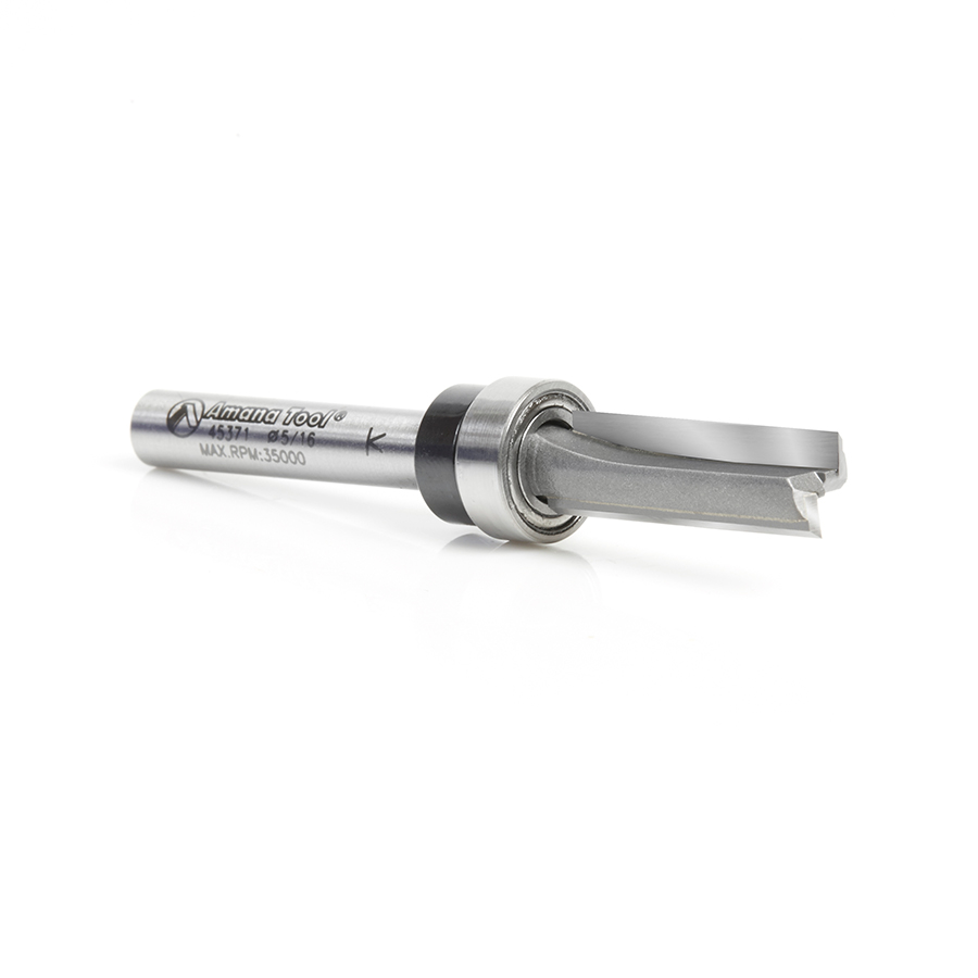 45371 Carbide Tipped Flush Trim Plunge Template 5/16 Dia x 1 x 1/4 Inch Shank with Oversized Upper Ball Bearing