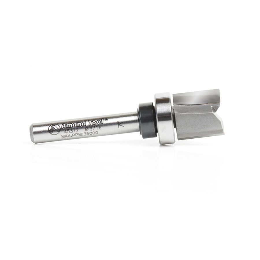 45372 Carbide Tipped Flush Trim Plunge Template 9/16 Dia x 9/16 x 1/4 Inch Shank with Oversized Upper Ball Bearing