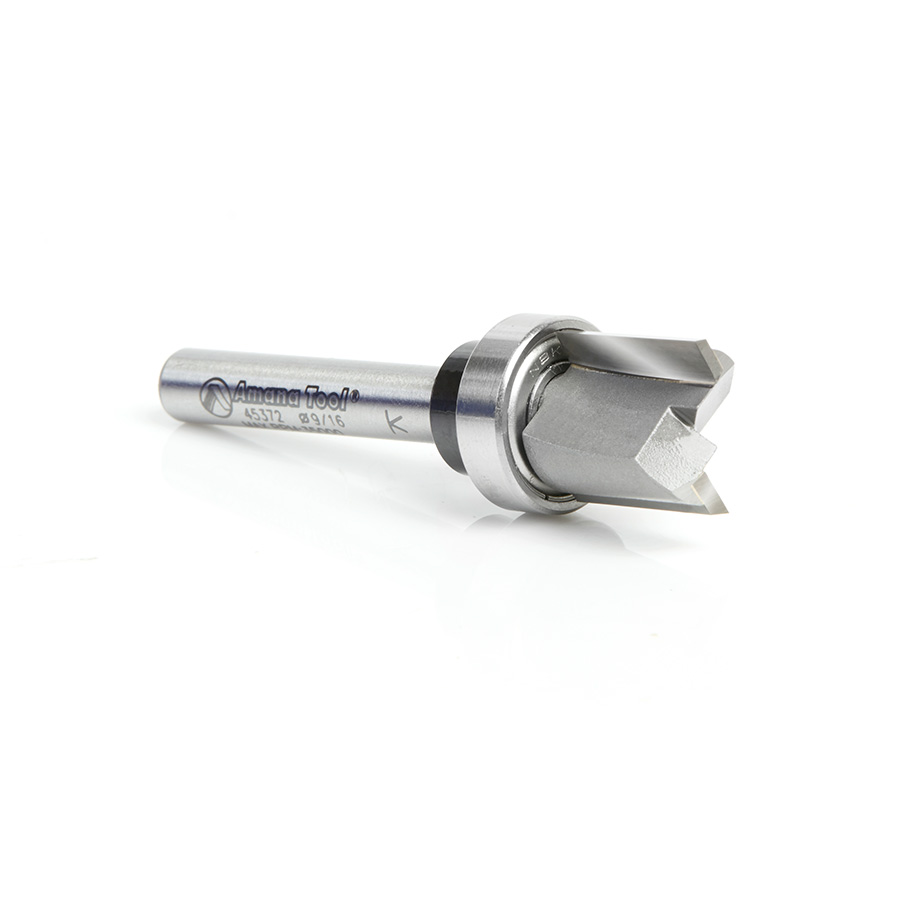 45372 Carbide Tipped Flush Trim Plunge Template 9/16 Dia x 9/16 x 1/4 Inch Shank with Oversized Upper Ball Bearing
