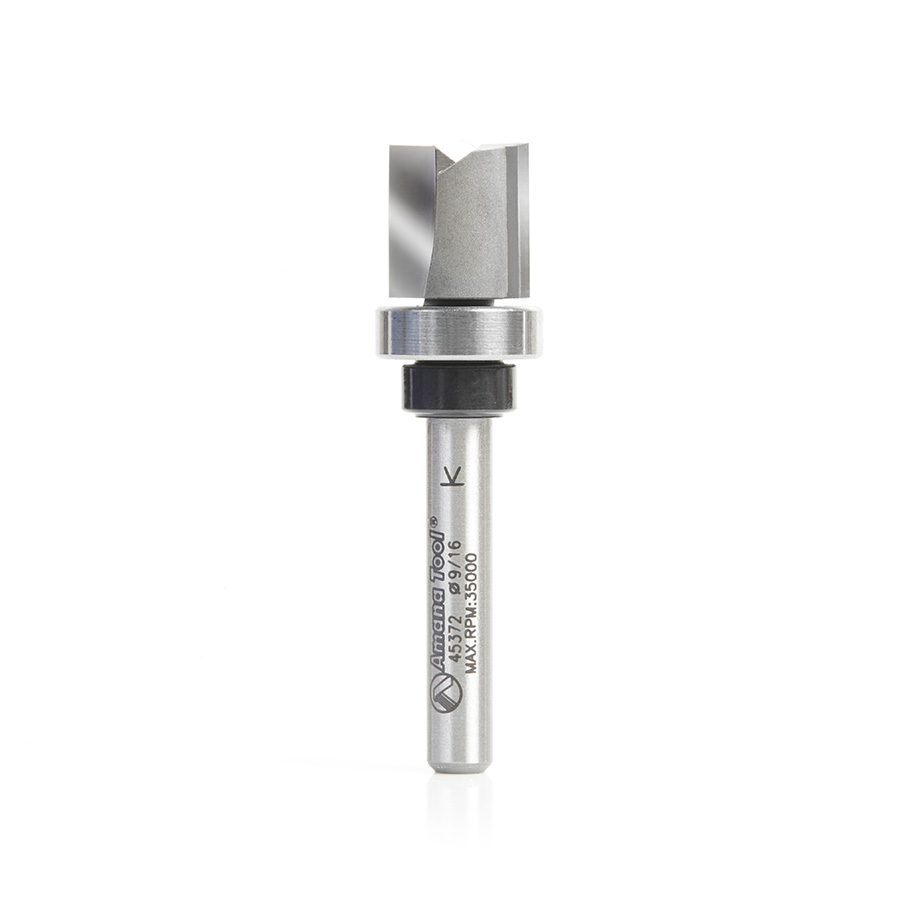 45372 Carbide Tipped Flush Trim Plunge Template 9/16 Dia x 9/16 x 1/4 Inch Shank with Oversized Upper Ball Bearing