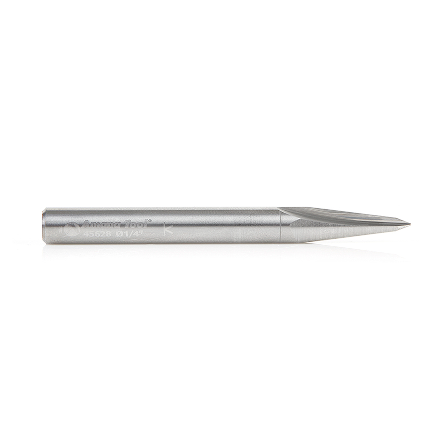 45628 Solid Carbide V Groove Engraving 15 Deg x 1/4 Dia x 0.666" x 1/4 Inch Shank