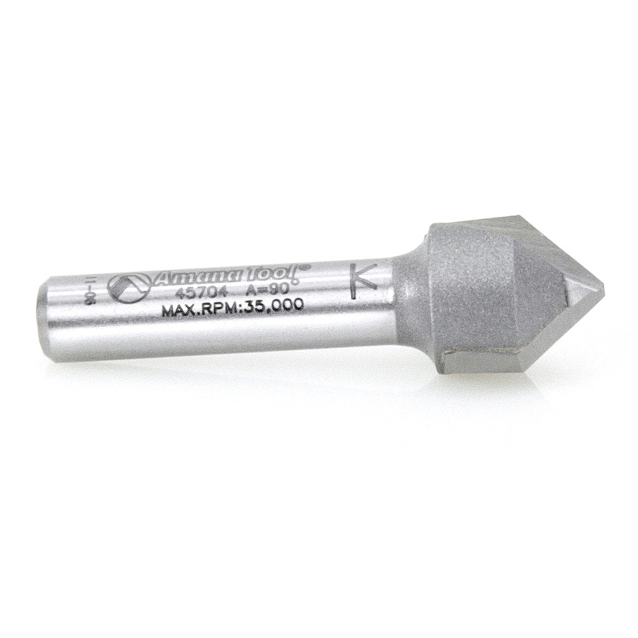 45704 Carbide Tipped V-Groove 90 Deg x 1/2 Dia x 1/4 x 1/4 Inch Shank
