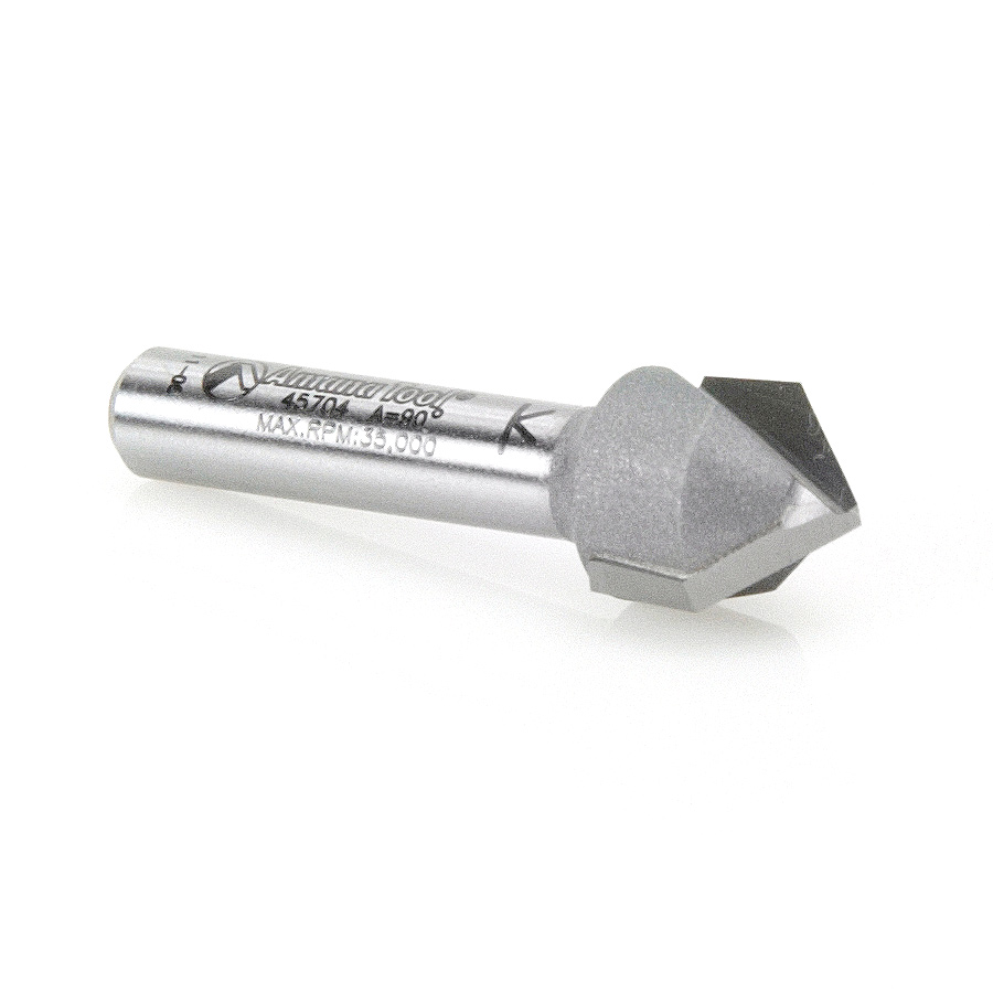 45704 Carbide Tipped V-Groove 90 Deg x 1/2 Dia x 1/4 x 1/4 Inch Shank