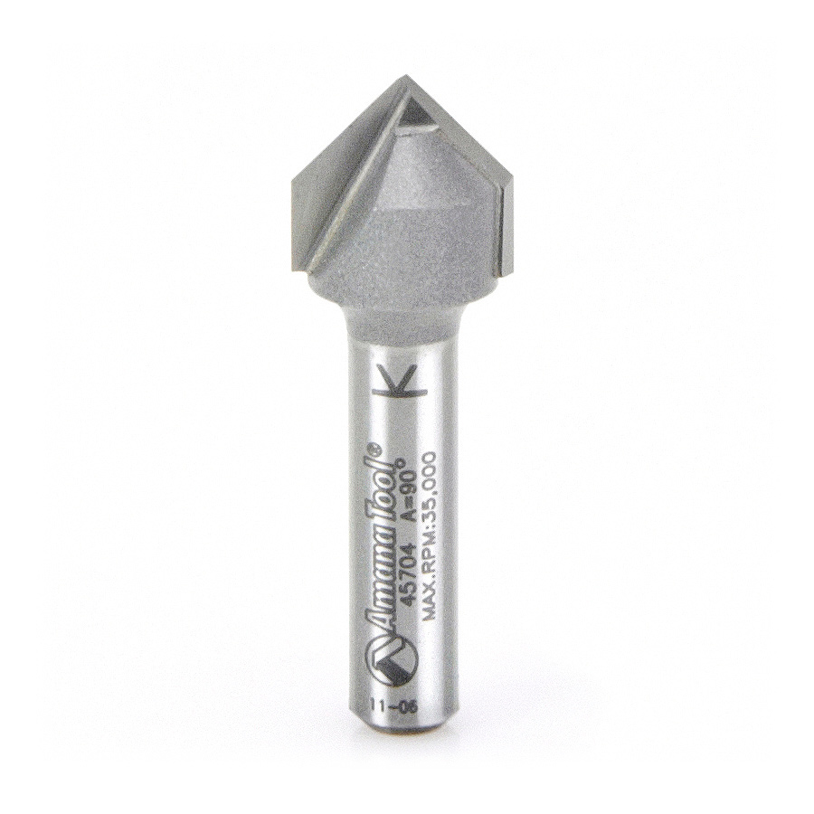 45704 Carbide Tipped V-Groove 90 Deg x 1/2 Dia x 1/4 x 1/4 Inch Shank