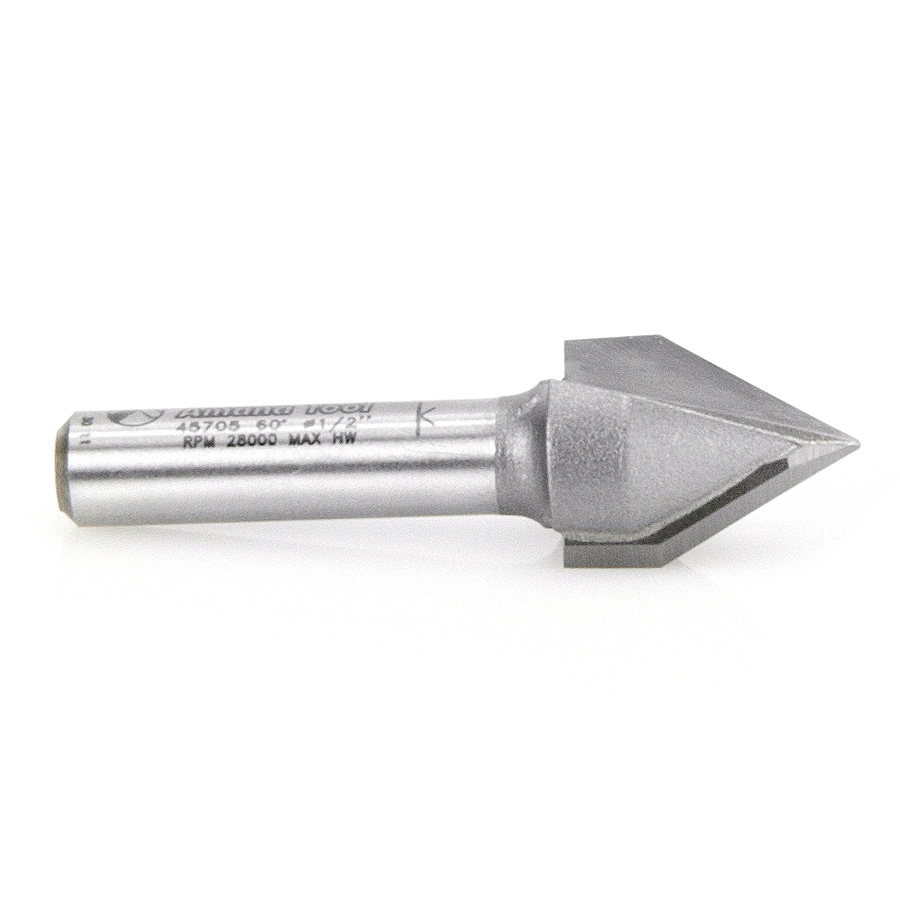 45705 Carbide Tipped V-Groove 60 Deg x 1/2 Dia x 7/16 x 1/4 Inch Shank