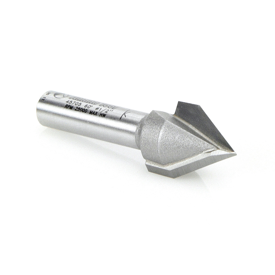 45705 Carbide Tipped V-Groove 60 Deg x 1/2 Dia x 7/16 x 1/4 Inch Shank