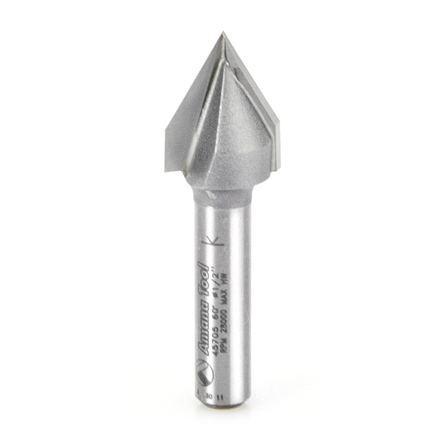 45705 Carbide Tipped V-Groove 60 Deg x 1/2 Dia x 7/16 x 1/4 Inch Shank