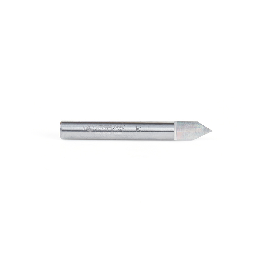 45761 Solid Carbide 60 Degree Engraving 0.010 Tip Width x 1/4 Shank x 2 Inch Long Signmaking Router Bit