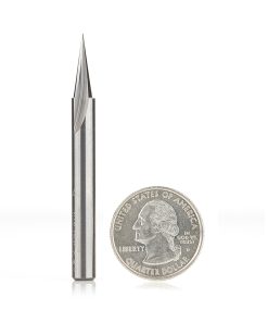 45783 Solid Carbide Carving Liner 18 Deg x 1/4 Dia x 5/8 x 1/4 Inch Shank x 1-Flute