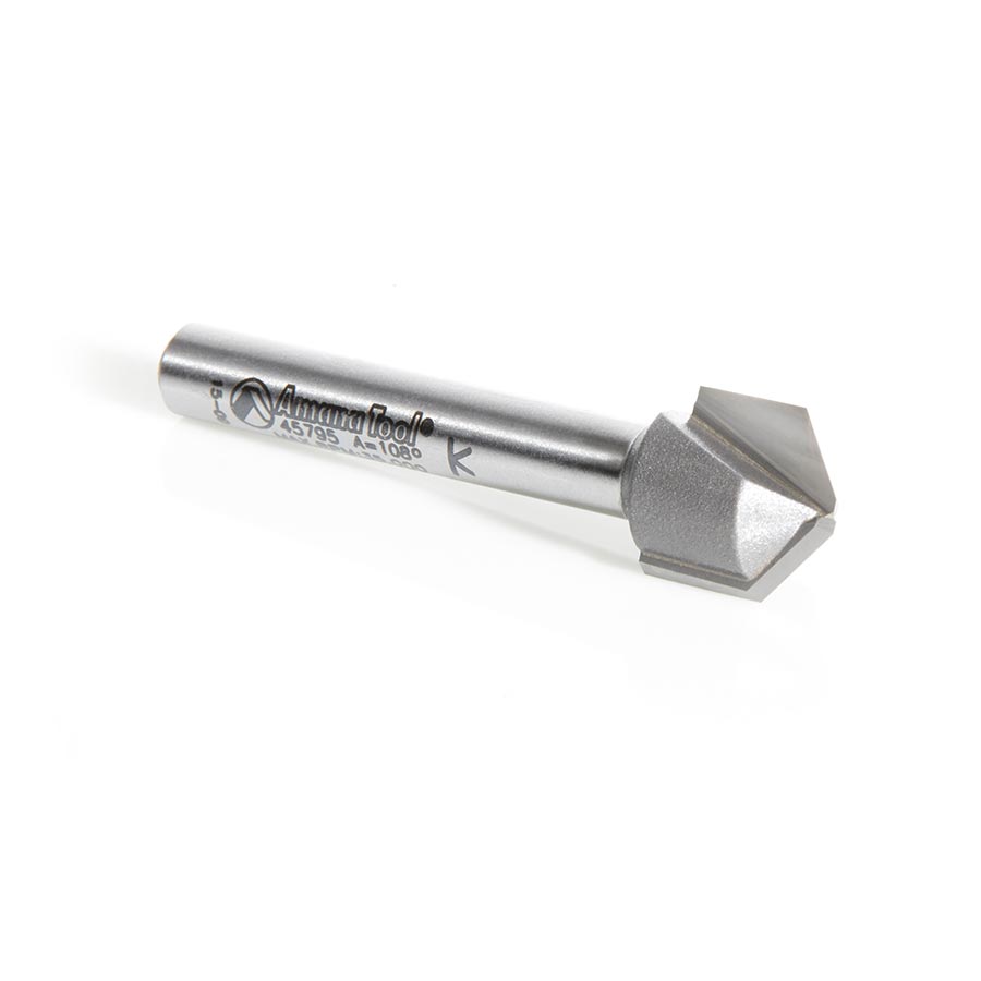 45795 Carbide Tipped Double Edge Folding V-Groove 108 Deg x 0.090 Inch Tip Width x 5/32 x 1/2 Dia. x 1/4 Inch Shank