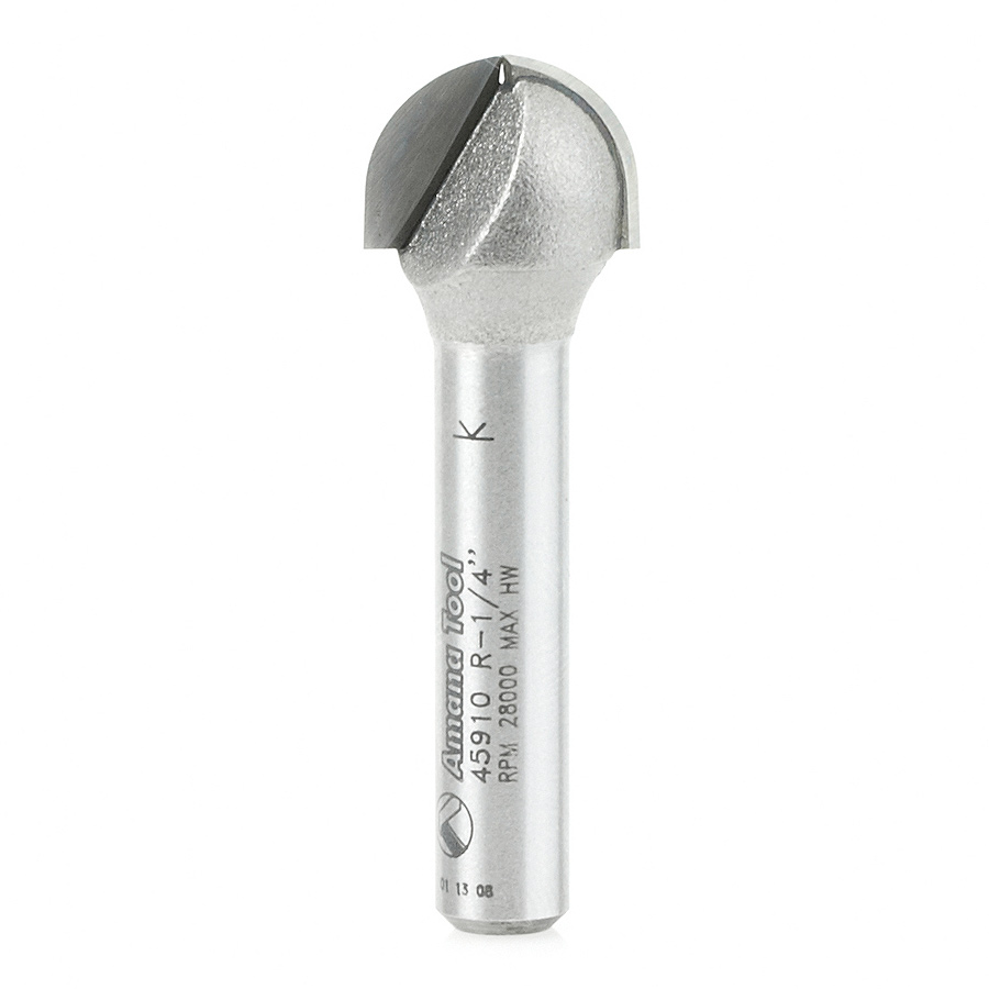 45910 Carbide Tipped Core Box 1/4 Radius x 1/2 Dia x 3/8 x 1/4 Inch Shank