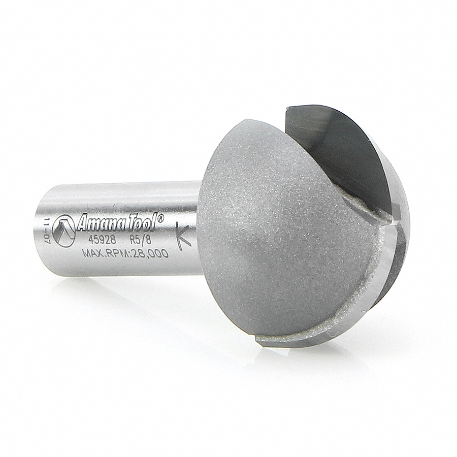 45928 Carbide Tipped Core Box 5/8 Radius x 1-1/4 Dia x 3/4 x 1/2 Inch Shank