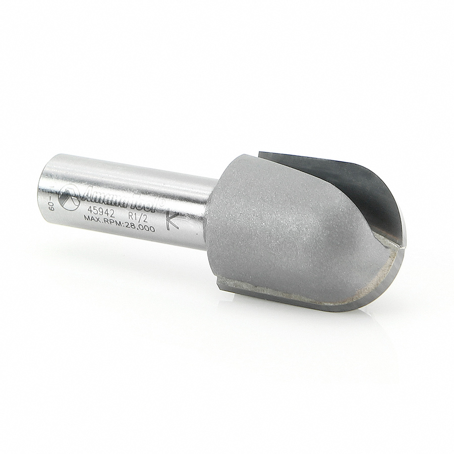 45942 Carbide Tipped Core Box 1/2 Radius x 1 Inch Dia x 1-1/4 x 1/2 Shank Extra Deep