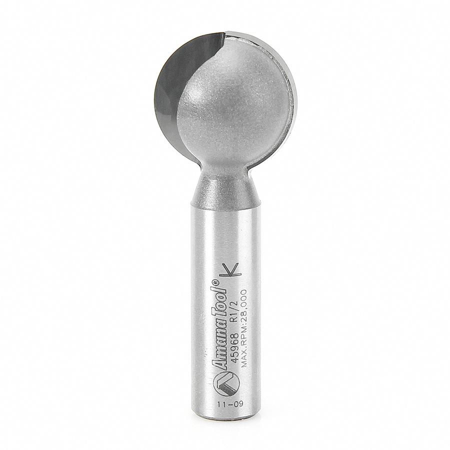 45968 Carbide Tipped Ball End 1/2 Radius x 1 Inch Dia x 1/2 x 1/2 Inch Shank