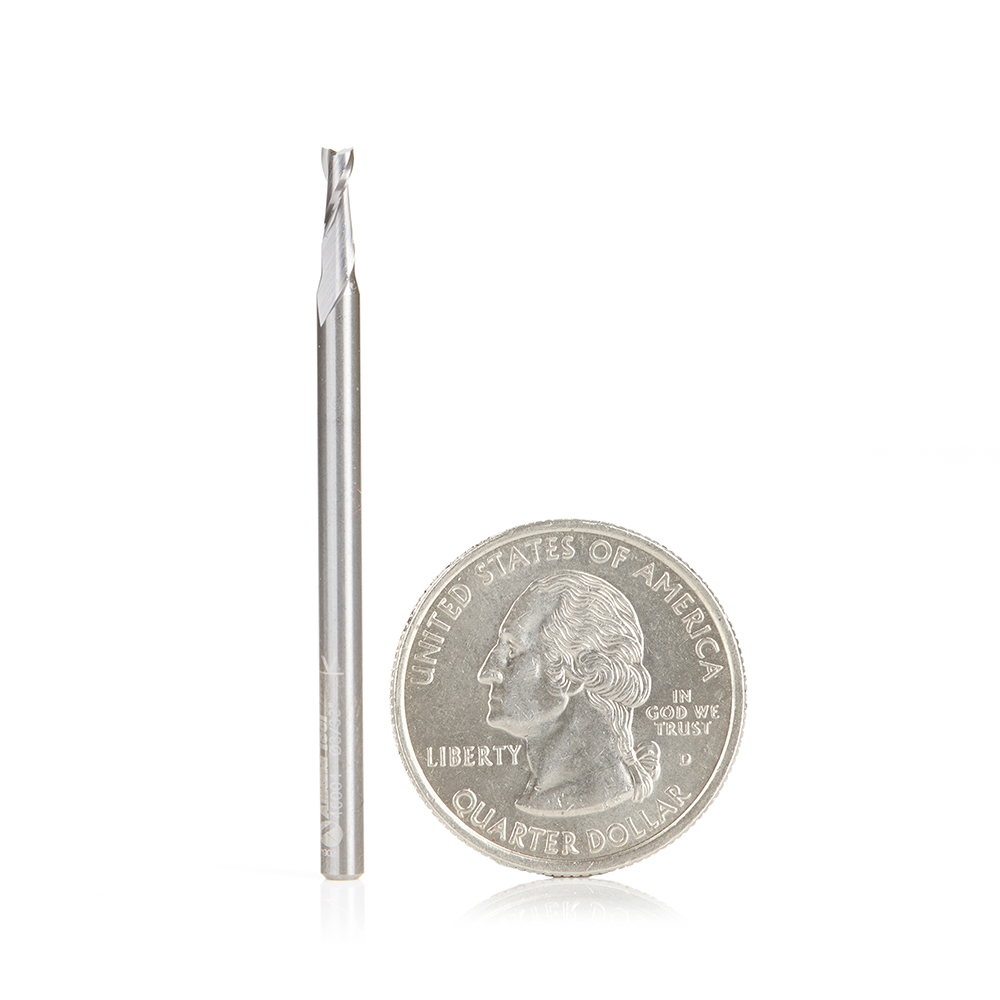 46004 Solid Carbide Spiral Plunge 3/32 Dia x 1/4 x 1/8 Shank x 2 Inch Long Up-Cut