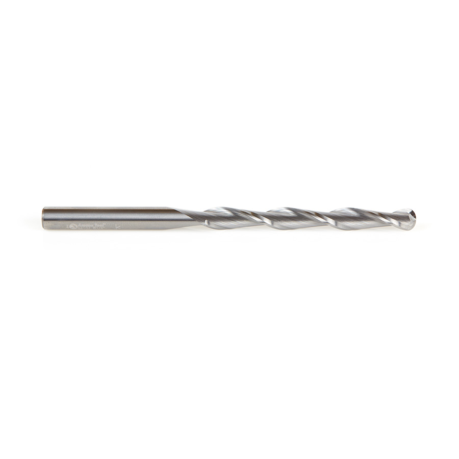 46032 Solid Carbide CNC Foam Cutting Up-Cut Ball End Spiral 1/4 Dia x 2-1/4 x 1/4 Shank x 4 Inch Long Router Bit