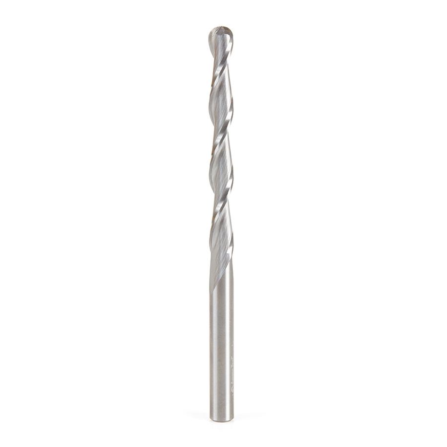 46032 Solid Carbide CNC Foam Cutting Up-Cut Ball End Spiral 1/4 Dia x 2-1/4 x 1/4 Shank x 4 Inch Long Router Bit