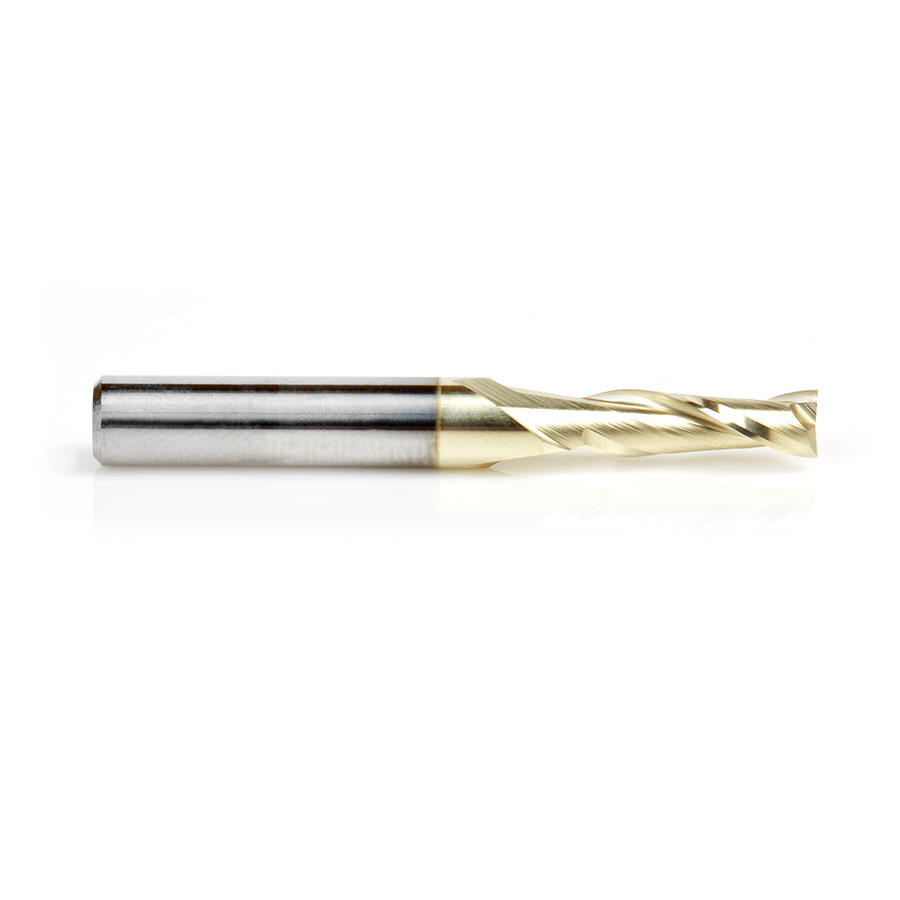 46042 Solid Carbide Up-Cut Spiral 3/16 Dia x 5/8 x 1/4 Shank x 2 Inch Long Composite, Fiberglass & Phenolic Cutting ZrN Coated Router Bit