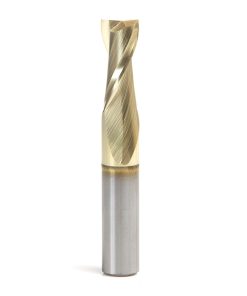 46045 Solid Carbide Up-Cut Spiral 3/8 Dia x 7/8 x 3/8 Shank x 2-1/2 Inch Long Composite, Fiberglass & Phenolic Cutting ZrN Coated Router Bit
