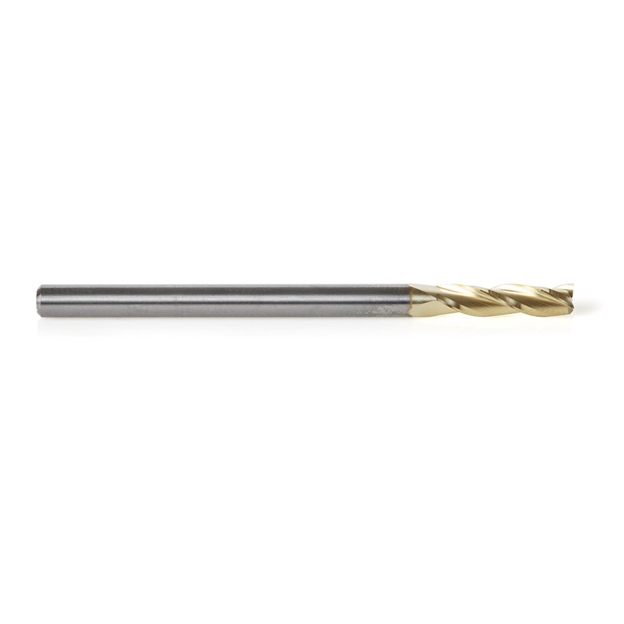 46091 Solid Carbide Up-Cut Spiral 1/8 Dia x 1/2 x 1/8 Shank x 2 Inch Long Composite, Fiberglass & Phenolic Cutting ZrN Coated Router Bit