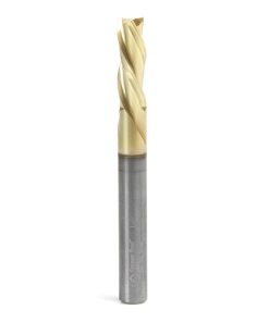 46097 Solid Carbide Spiral 1/4 Dia x 3/4 x 1/4 Shank x 2-1/2 Inch Long Composite, Fiberglass & Phenolic Cutting ZrN Coated Down-Cut Router Bit