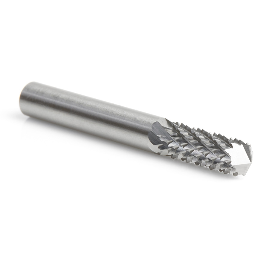 46098 Solid Carbide Medium Burr with 135 Degree Drill Point Fiberglass and Composite Cutting 1/4 Dia x 3/4 x 1/4 Shank Router Bit