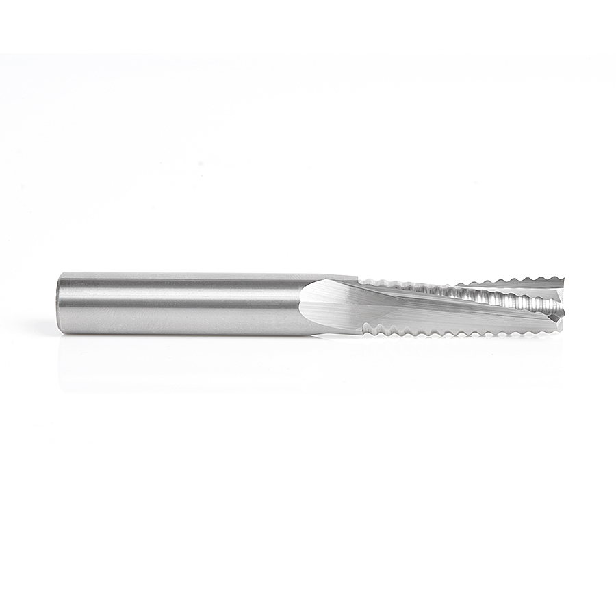 46124 CNC Solid Carbide Roughing Spiral 3 Flute Chipbreaker 1/2 Dia x 1-5/8 x 1/2 Inch Shank Up-Cut Router Bit
