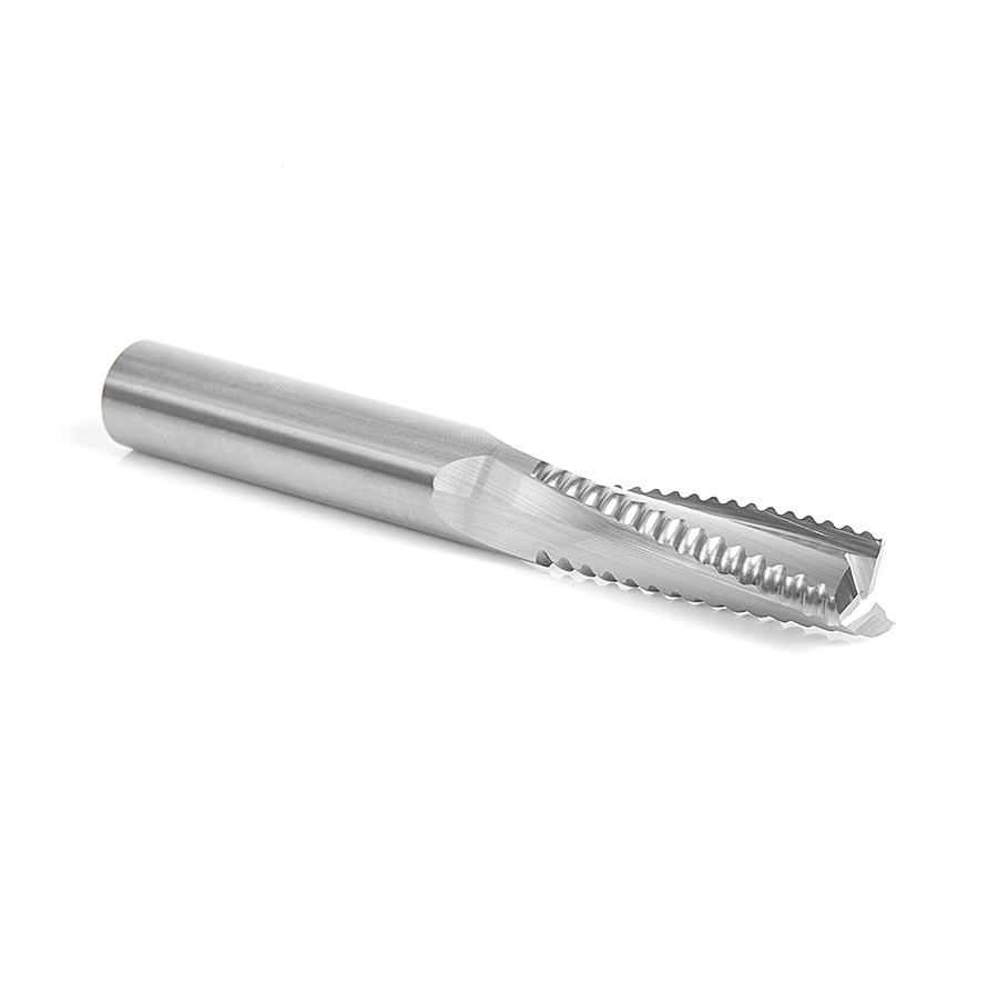 46124 CNC Solid Carbide Roughing Spiral 3 Flute Chipbreaker 1/2 Dia x 1-5/8 x 1/2 Inch Shank Up-Cut Router Bit