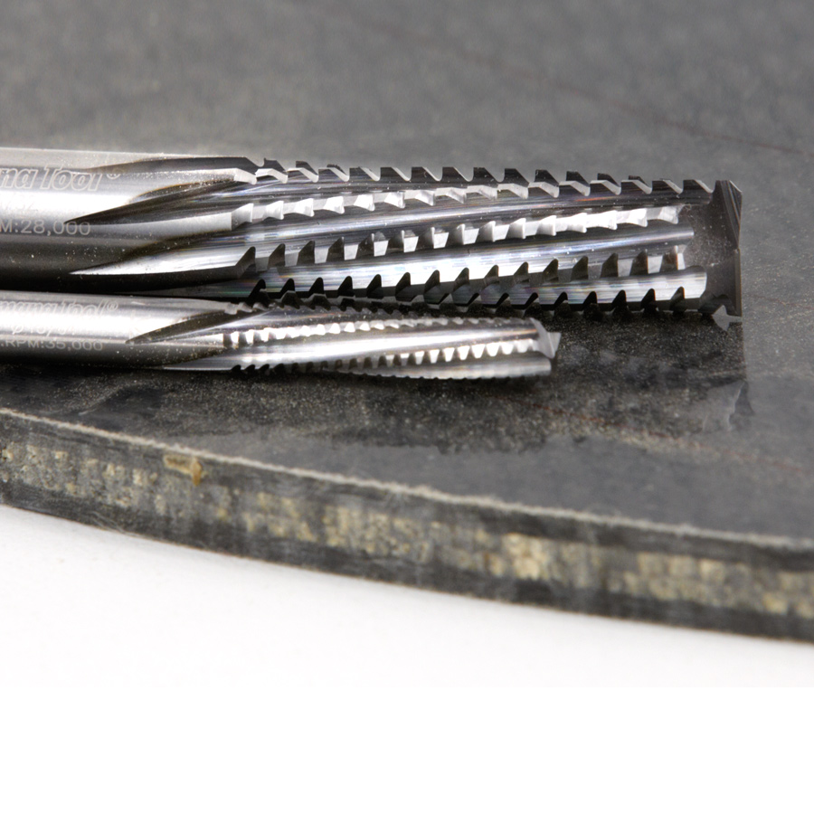 46133 Solid Carbide End Mill Point Roughing Spiral 6 Flute x 1/4 Dia x 1 x 1/4 Shank for Composite Materials