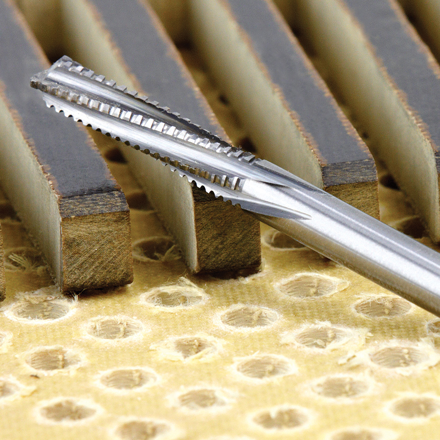 46133 Solid Carbide End Mill Point Roughing Spiral 6 Flute x 1/4 Dia x 1 x 1/4 Shank for Composite Materials