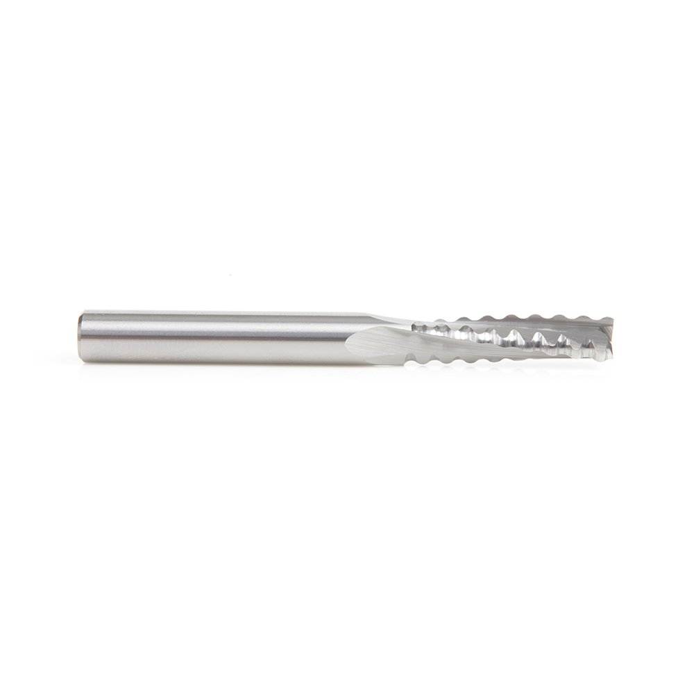 46141 CNC Solid Carbide Roughing Spiral 3 Flute Chipbreaker 1/4 Dia x 7/8 x 1/4 Inch Shank Up-Cut Router Bit