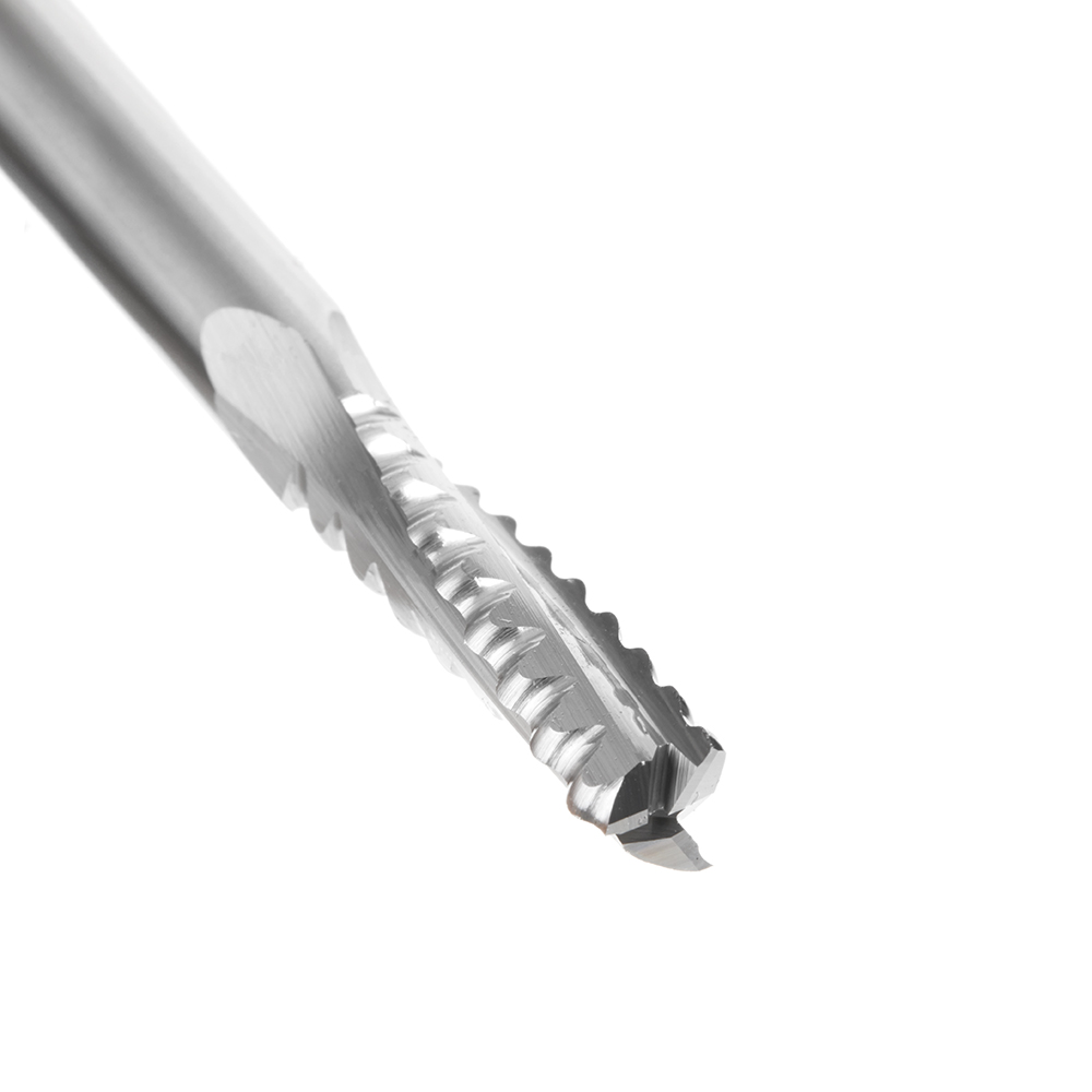 46141 CNC Solid Carbide Roughing Spiral 3 Flute Chipbreaker 1/4 Dia x 7/8 x 1/4 Inch Shank Up-Cut Router Bit