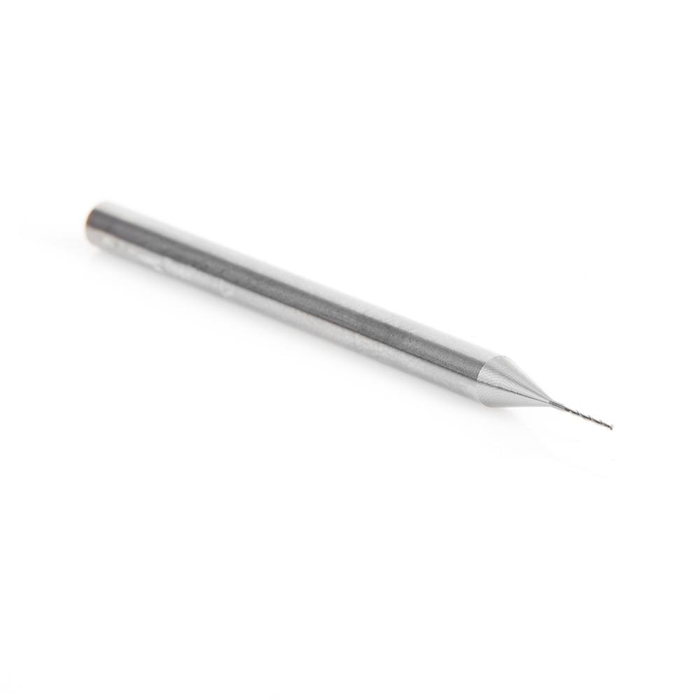46143 Solid Carbide Spiral Plunge 1/64 Dia x 3/32 x 1/8 Shank x 2 Inch Long Up-Cut