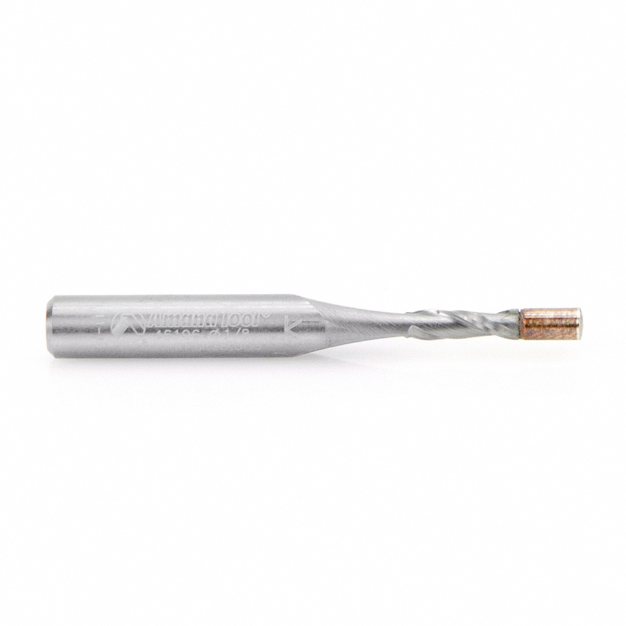 46196 Solid Carbide UltraTrim Spiral 1/8 Dia x 3/8 x 1/4 Inch Shank with Brass Pilot Guide Up-Cut