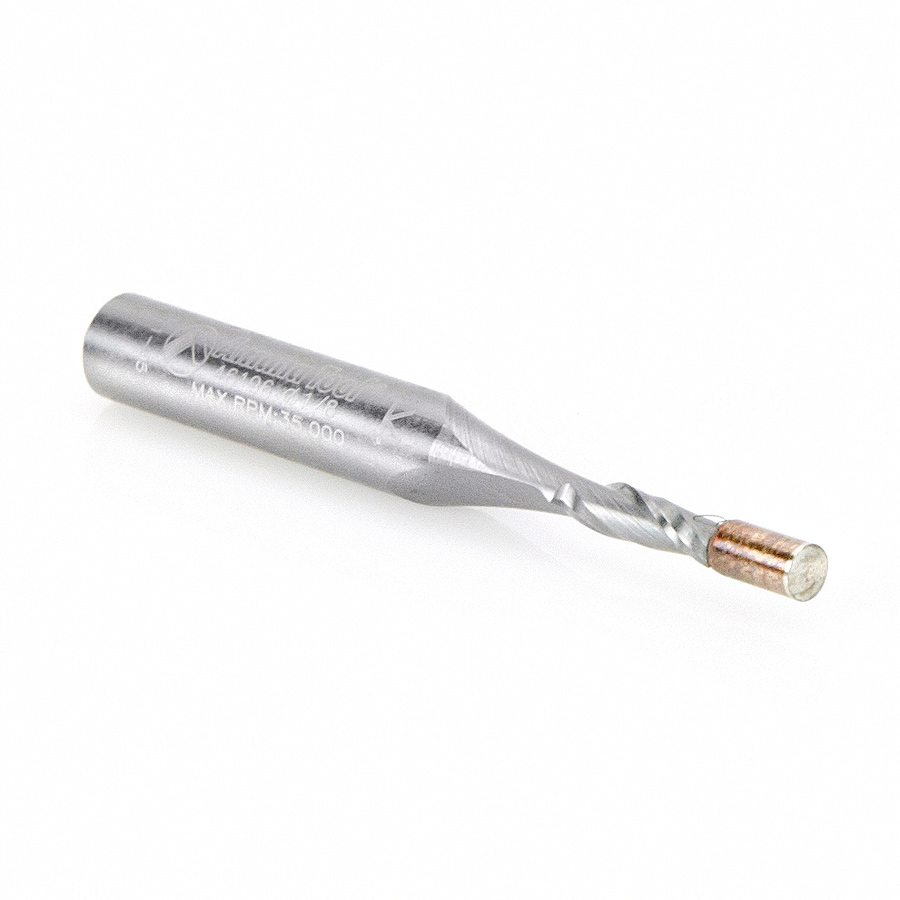 46196 Solid Carbide UltraTrim Spiral 1/8 Dia x 3/8 x 1/4 Inch Shank with Brass Pilot Guide Up-Cut